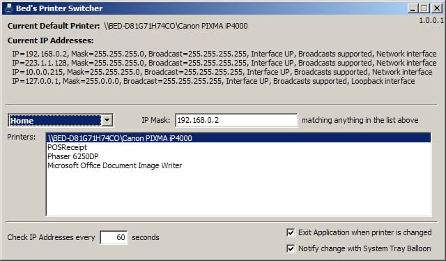 Bed's Printer Switcher